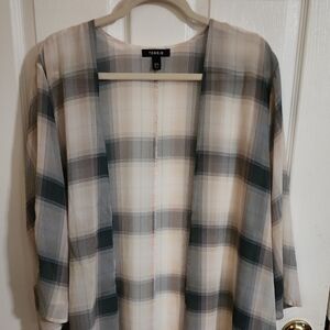 Torrid Neutral Plaid Open Cardigan